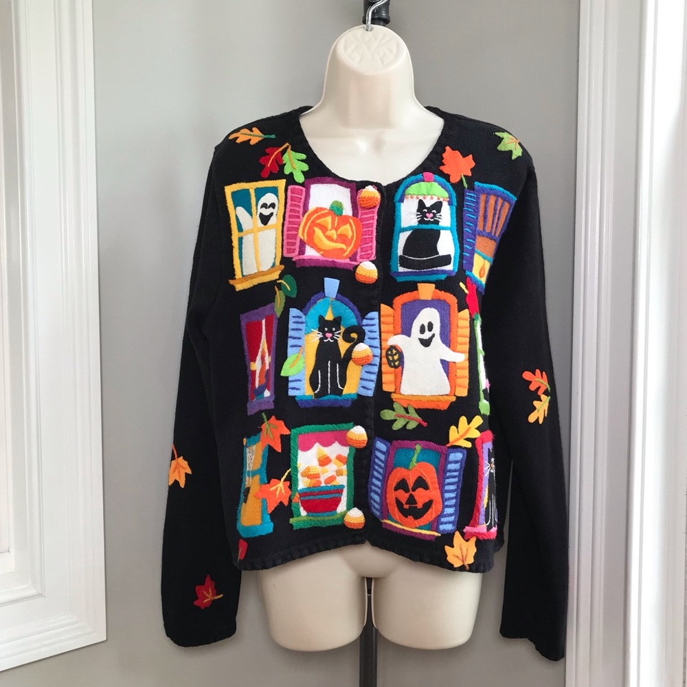 Vintage Michael Simon Halloween Sweater Cardigan ~ Women’s Large